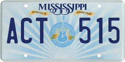 MS license plate ACT515