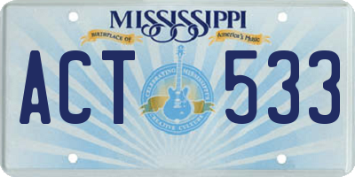 MS license plate ACT533