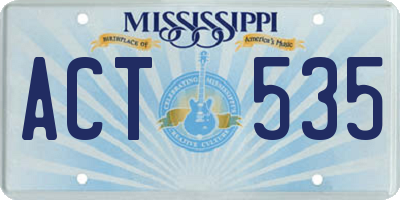 MS license plate ACT535