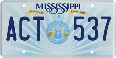 MS license plate ACT537
