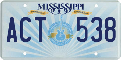 MS license plate ACT538