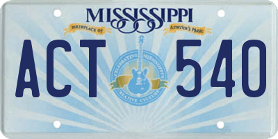 MS license plate ACT540