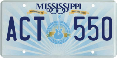 MS license plate ACT550