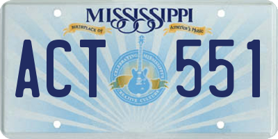 MS license plate ACT551