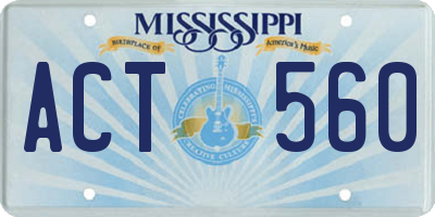 MS license plate ACT560