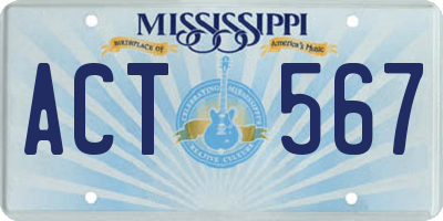 MS license plate ACT567