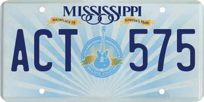 MS license plate ACT575