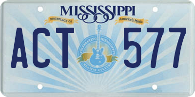 MS license plate ACT577