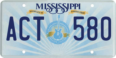 MS license plate ACT580