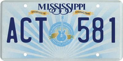 MS license plate ACT581