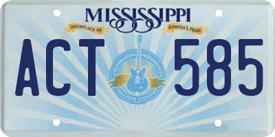 MS license plate ACT585