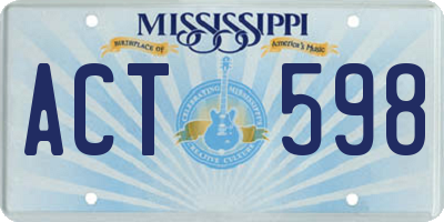 MS license plate ACT598