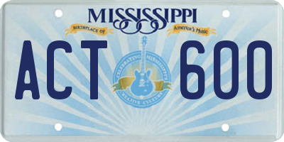 MS license plate ACT600