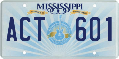 MS license plate ACT601
