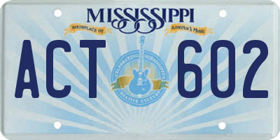MS license plate ACT602