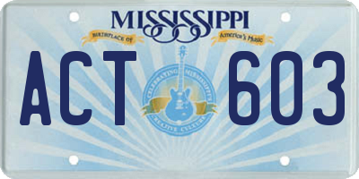 MS license plate ACT603