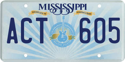 MS license plate ACT605
