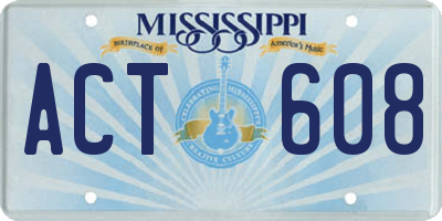 MS license plate ACT608