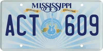 MS license plate ACT609