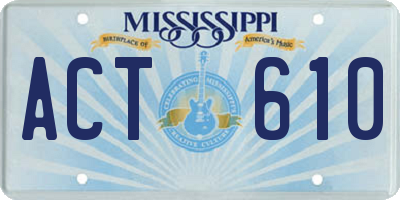 MS license plate ACT610