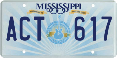 MS license plate ACT617