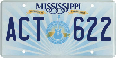 MS license plate ACT622