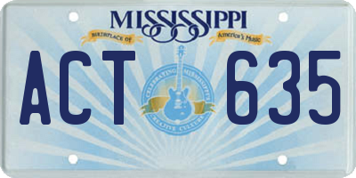 MS license plate ACT635