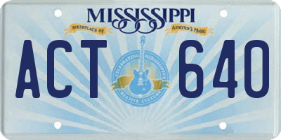 MS license plate ACT640