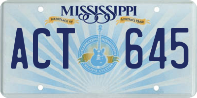 MS license plate ACT645