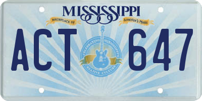 MS license plate ACT647