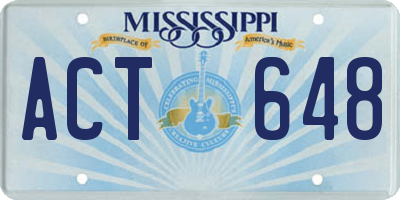 MS license plate ACT648