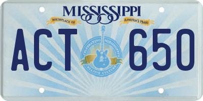 MS license plate ACT650