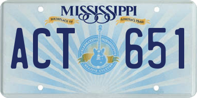MS license plate ACT651