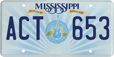 MS license plate ACT653