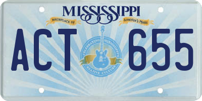 MS license plate ACT655