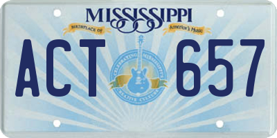 MS license plate ACT657