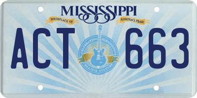 MS license plate ACT663