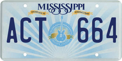 MS license plate ACT664