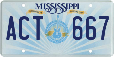 MS license plate ACT667