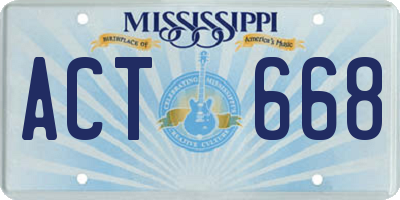 MS license plate ACT668