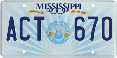 MS license plate ACT670