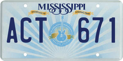 MS license plate ACT671