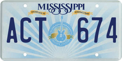 MS license plate ACT674