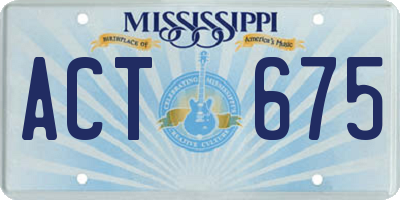 MS license plate ACT675