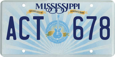 MS license plate ACT678