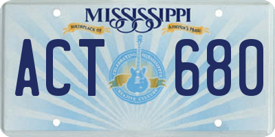 MS license plate ACT680