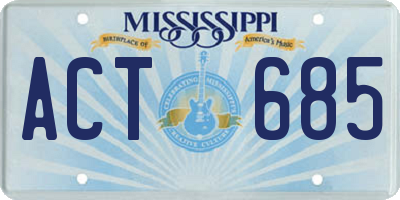 MS license plate ACT685