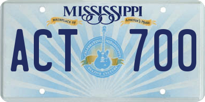 MS license plate ACT700