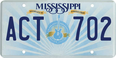 MS license plate ACT702