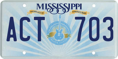 MS license plate ACT703